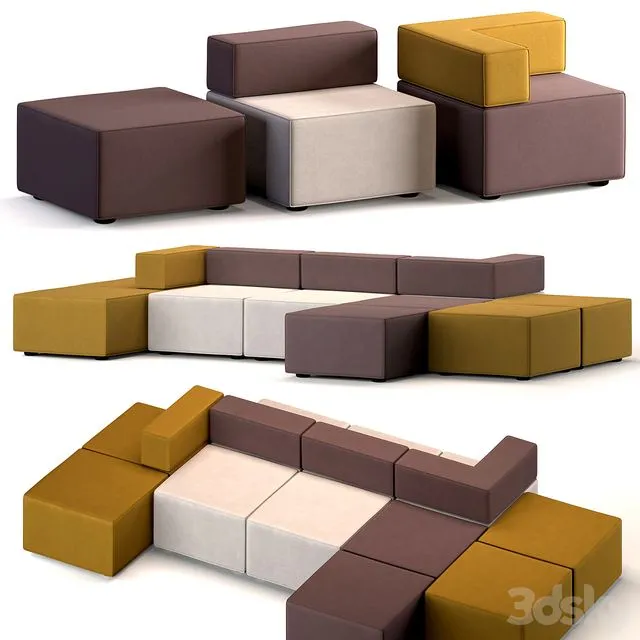 Modular sofa upholstered furniture 3D Model