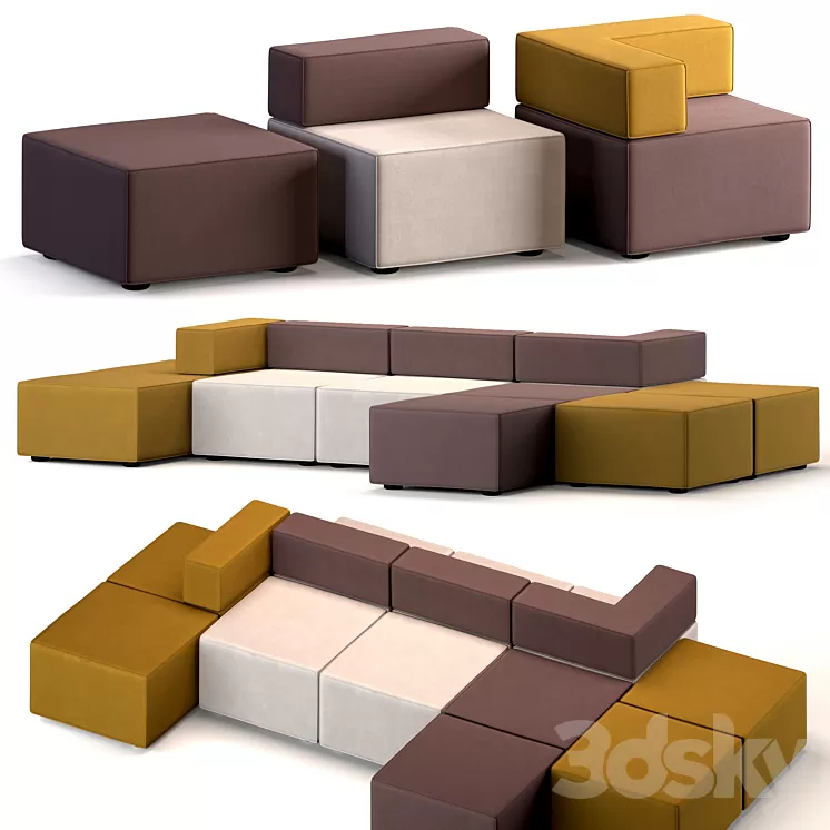 Modular sofa upholstered furniture 3D Model