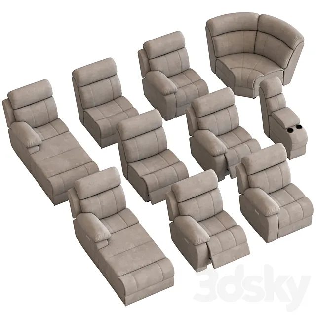 Modular Sofa with Foot lift 3D Model