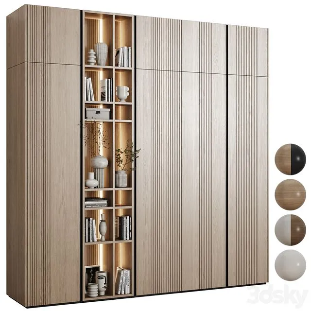Modular wardrobe in a modern minimalist style 90 3D Model