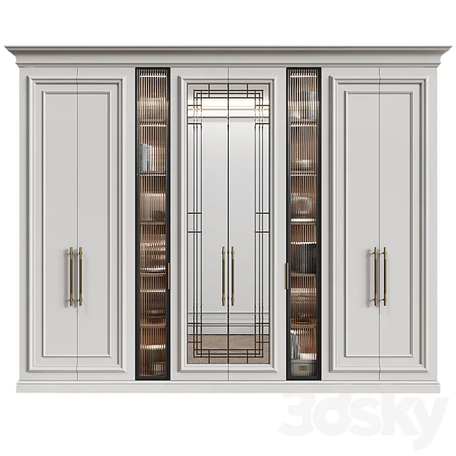 Modular wardrobe in neoclassical style 10 3D Model