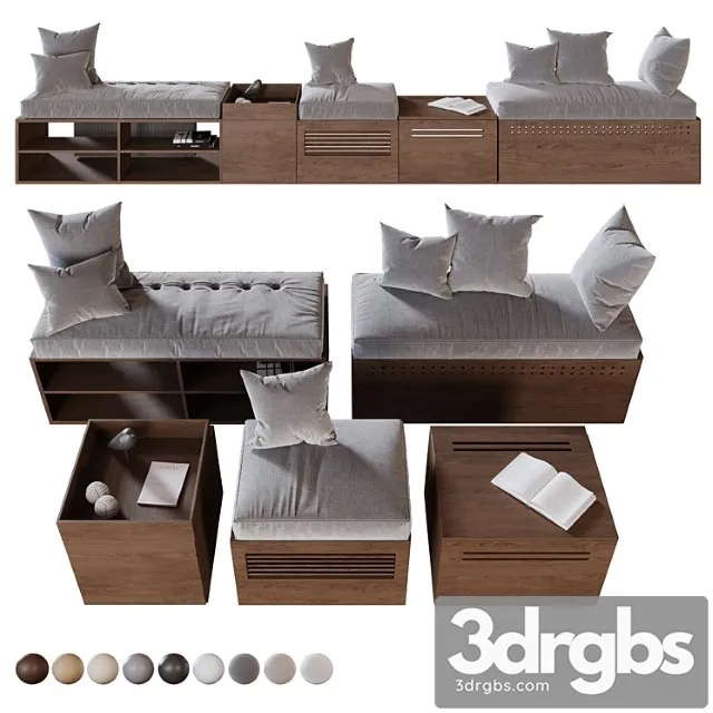 Modules And Window Seat Pillows Set 1 3D Model Download