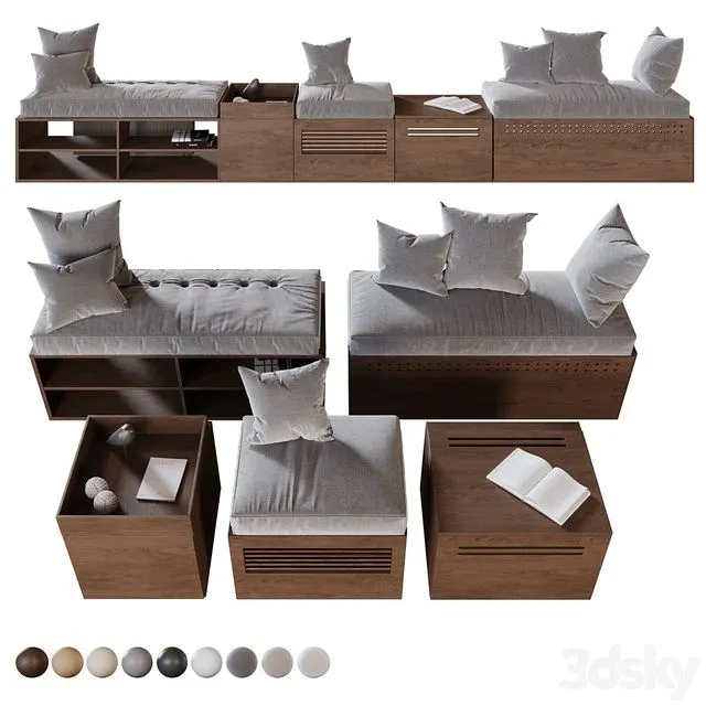 Modules and Window Seat Pillows set 3D Model