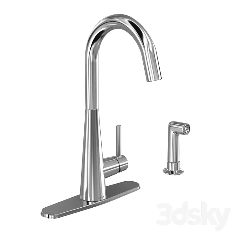 Moen Sleek Chrome One Handle Kitchen Faucet 3D Model Free