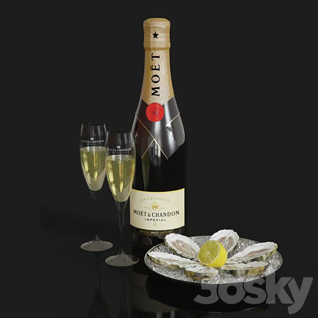 Moet & Chandon + oyster 3D Model