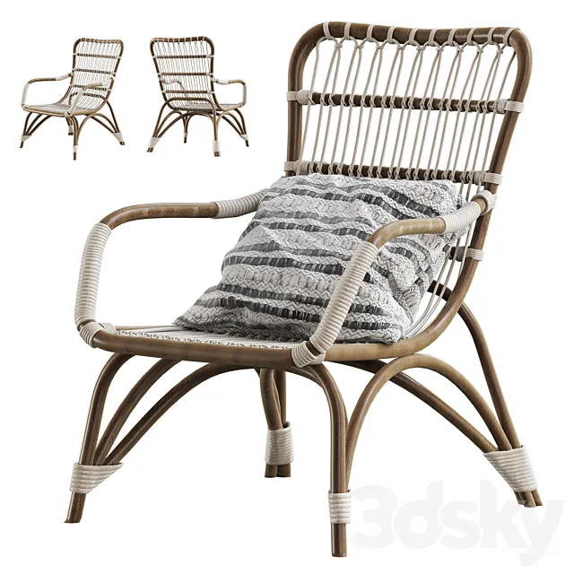 Moka natural rattan armchair 3DModel