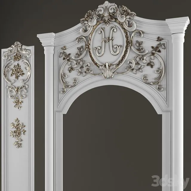 Molded panels with the effect of gold patina 3D Model