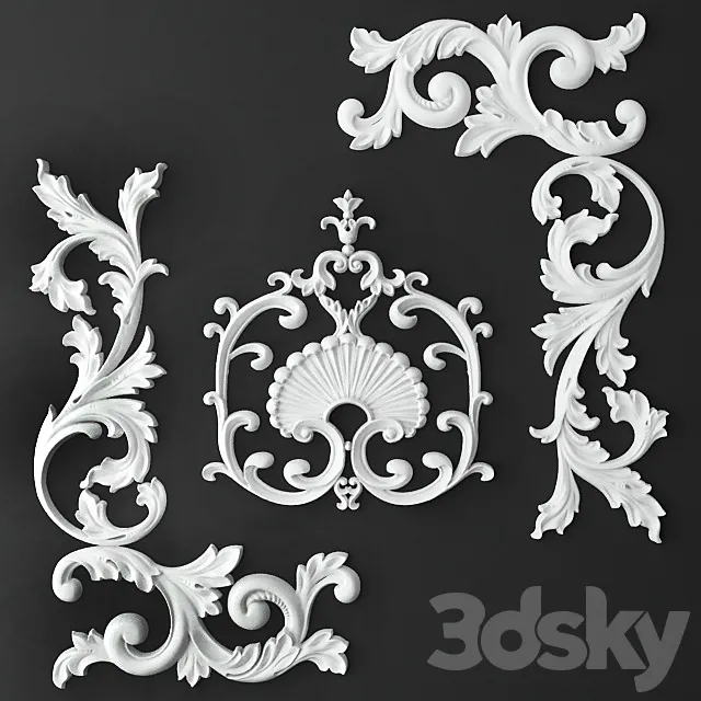 Moldings corner cartouche. 3D Model