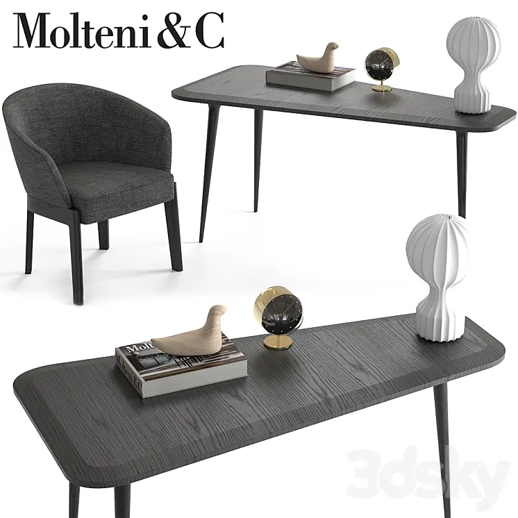 Molteni & C Chelsea Chair and Belsize Table 3D Model Free