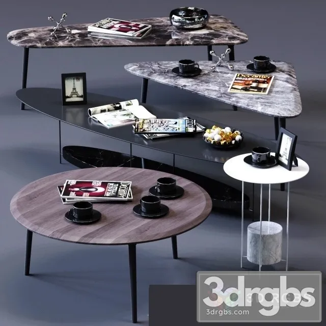 Molteni C Coffee Tables Set 02 3D Model Free