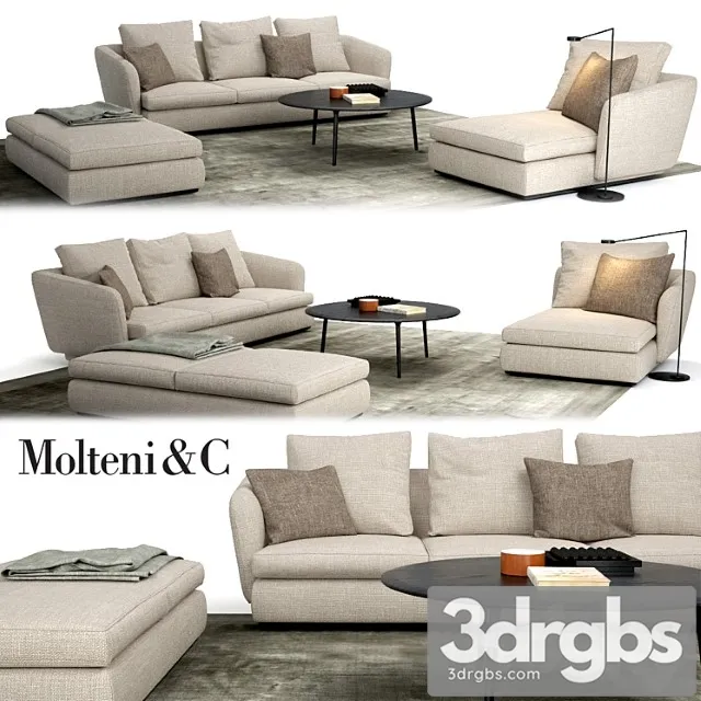 Molteni & c sloane sofa belsize table set 2 3D Model Download