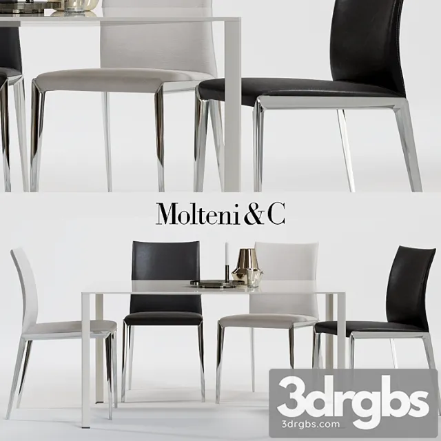 Molteni Dart Chair and Lessless Table 3D Model Free