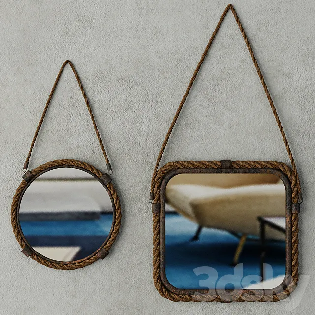 Molyneux Jute & Metal Mirror Set 3D Model