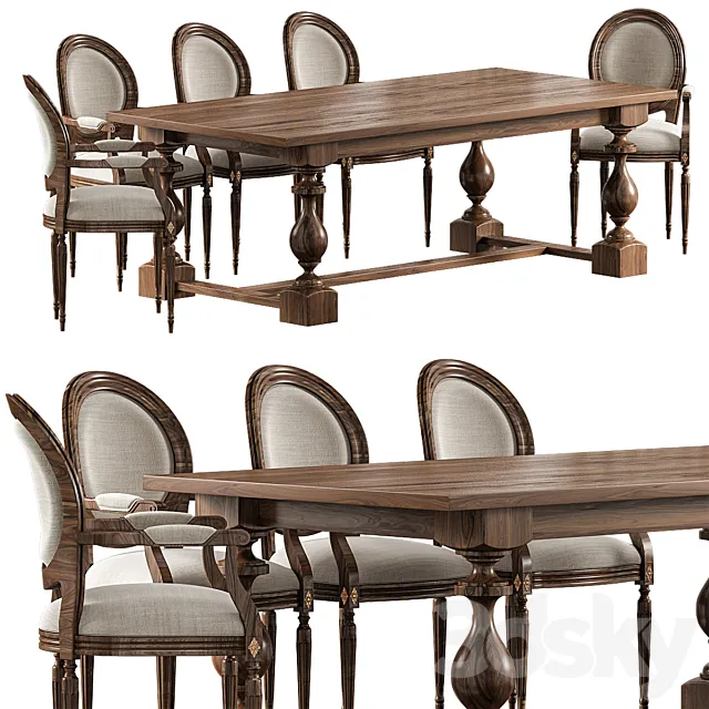 Monastery Rectangular Dining Table Restoration Hardware 3DModel