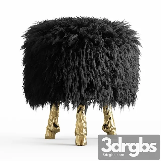 Mongolian lamb wool chair 2 3D Model Free