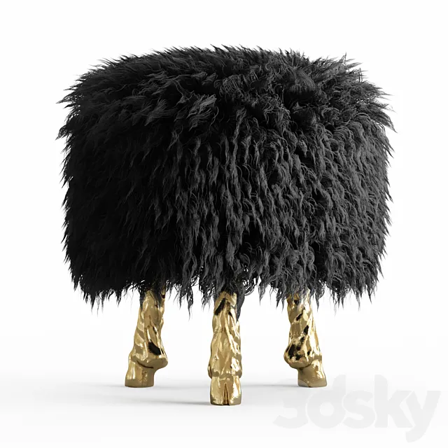 Mongolian lamb wool chair 3DModel