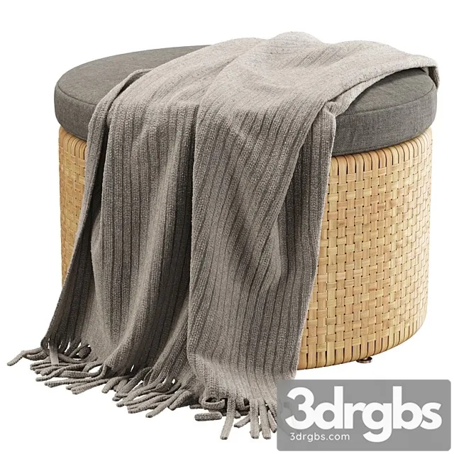 Monica Rattan Round Pouf 3D Model Free