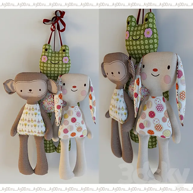 Monkey rabbit frog pendant 3D Model