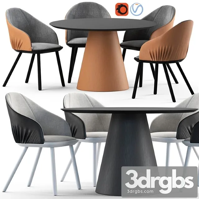 Montbel rivoli chair and cono table 2 3D Model Free