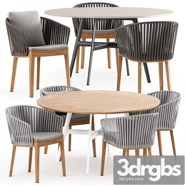 Mood Chair Tribu and Seax Dining Table by Dedon 3D Model Free