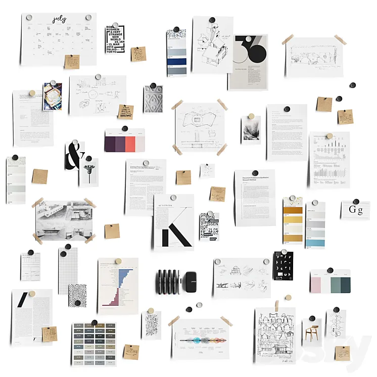 Moodboard Stickers Set 1 3D Model Free