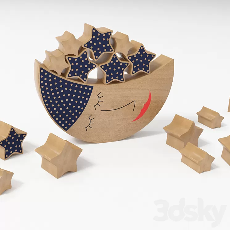 Moon and stars 3D Model