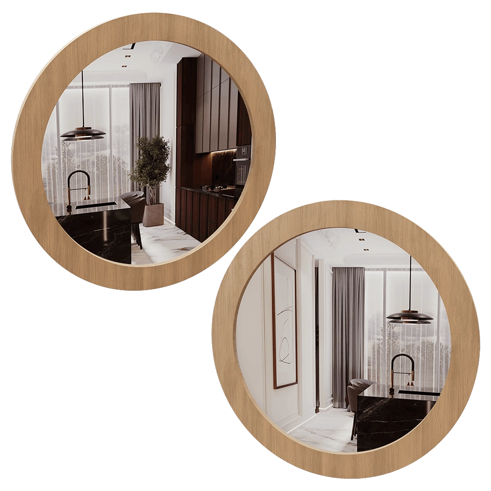 Moonk - Mirror Round Oak Veneer 3D Model