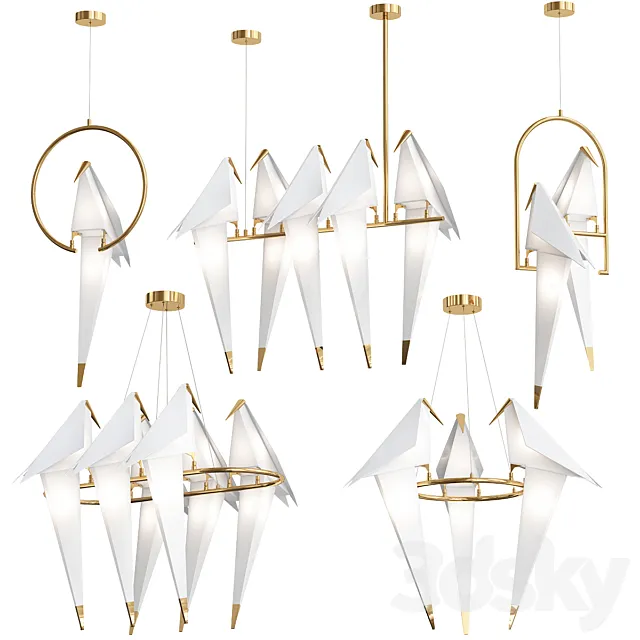 Moooi Origami Bird Perch by Romatti Set 3D Model