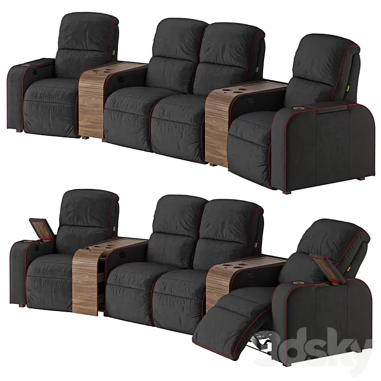 Moovia Dallas venice curved row 2 loveseats 2 normalseats 3D Model