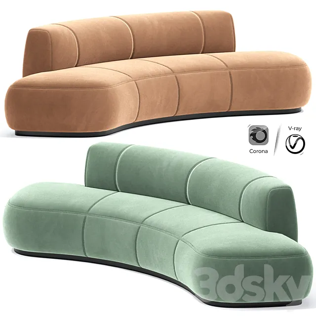 Morada Bubble Curved Fabric Sofa 3D Model