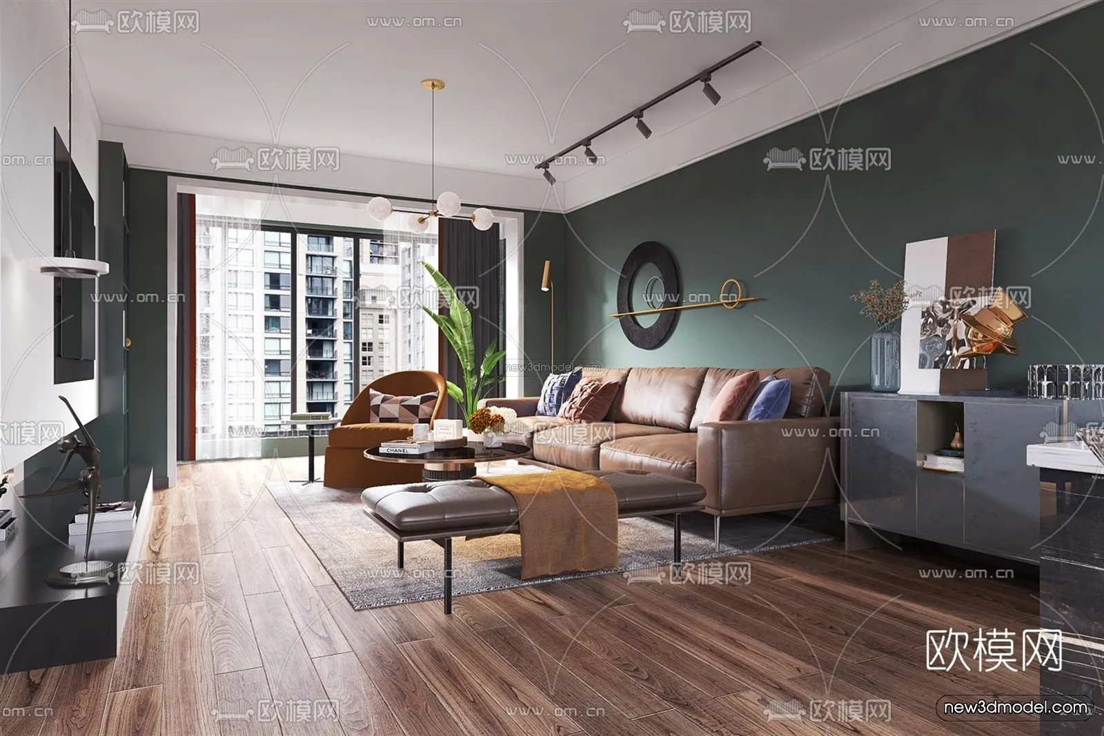 Morandi Style Interior 3D Blocks - Living Room 3D Scene - 031