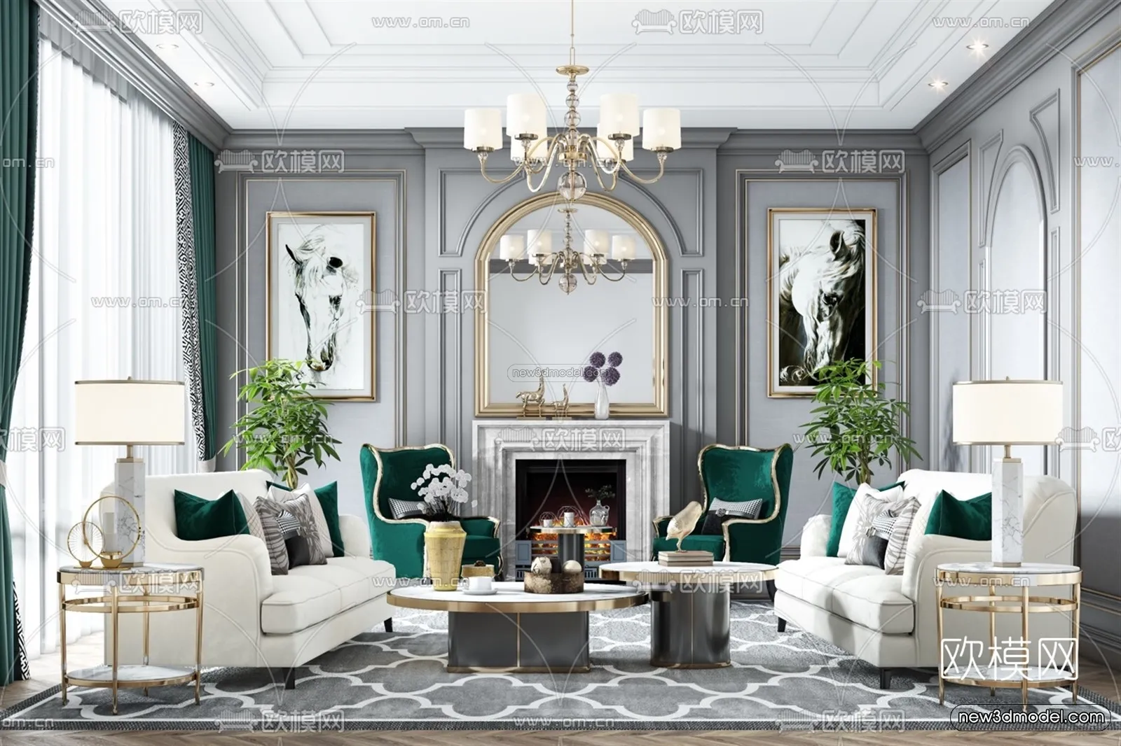 Morandi Style Interior 3D Blocks - Living Room 3D Scene - 032