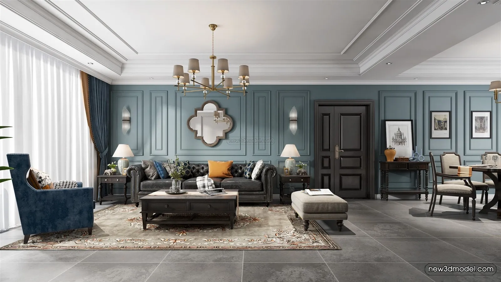 Morandi Style Interior 3D Blocks - Living Room 3D Scene - 033