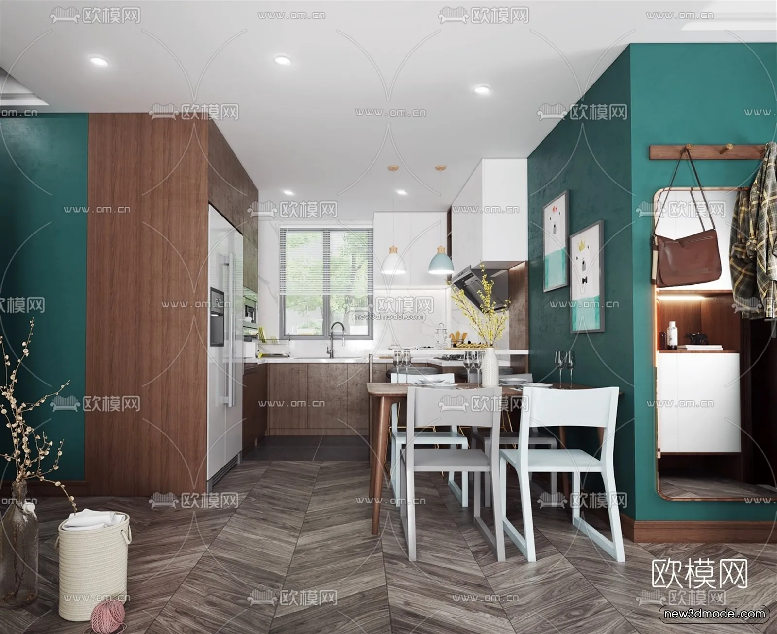 Morandi Style Interior 3D Blocks - Living Room 3D Scene - 056