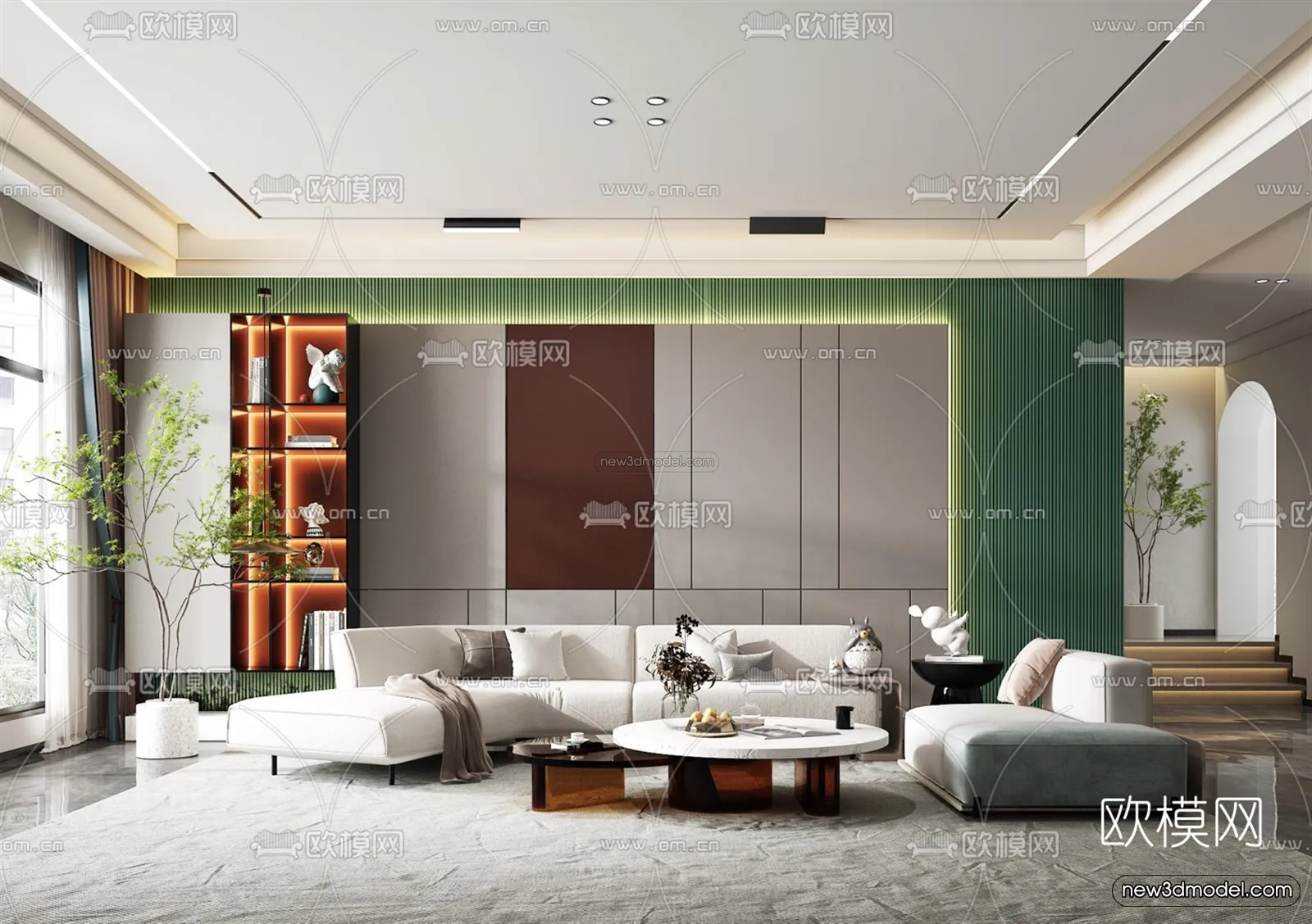 Morandi Style Interior 3D Blocks - Living Room 3D Scene - 113