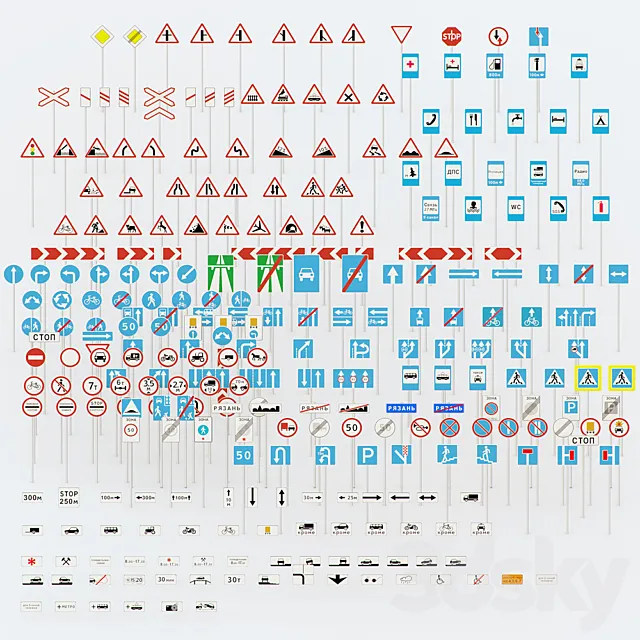 More than 250 road signs 3DModel