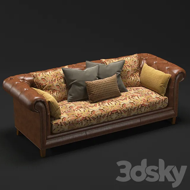 Moreno Leather Sofa 3DModel