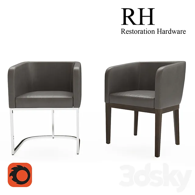 MORGAN BARRELBACK LEATHER ARMCHAIR 3DModel