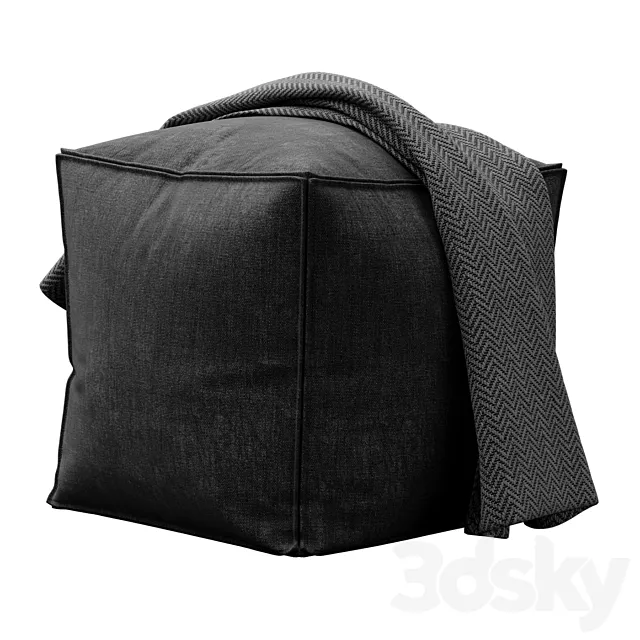 Moriah black Pouf by ashley furniture 3D Model