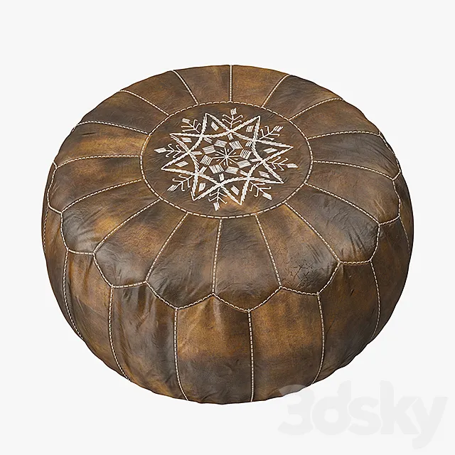 Moroccan Leather Pouf 3D Model