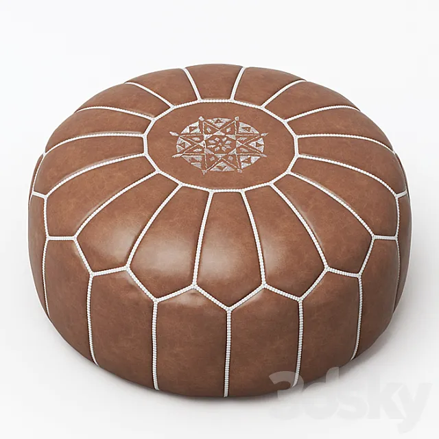 Moroccan Leather Pouf 3D Model