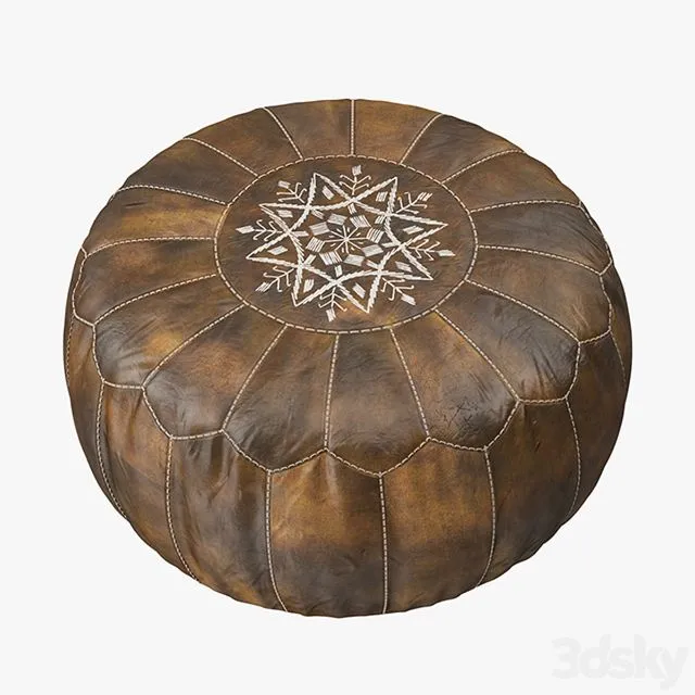 Moroccan Leather Pouf 3D Model