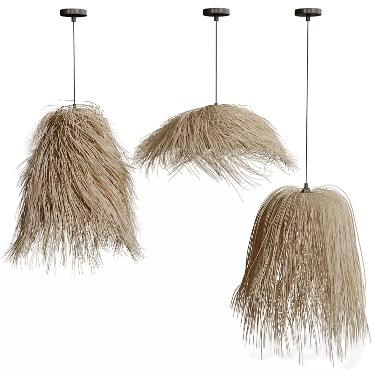 Moroccan Wicker Leaf Pendant Light 3D Model