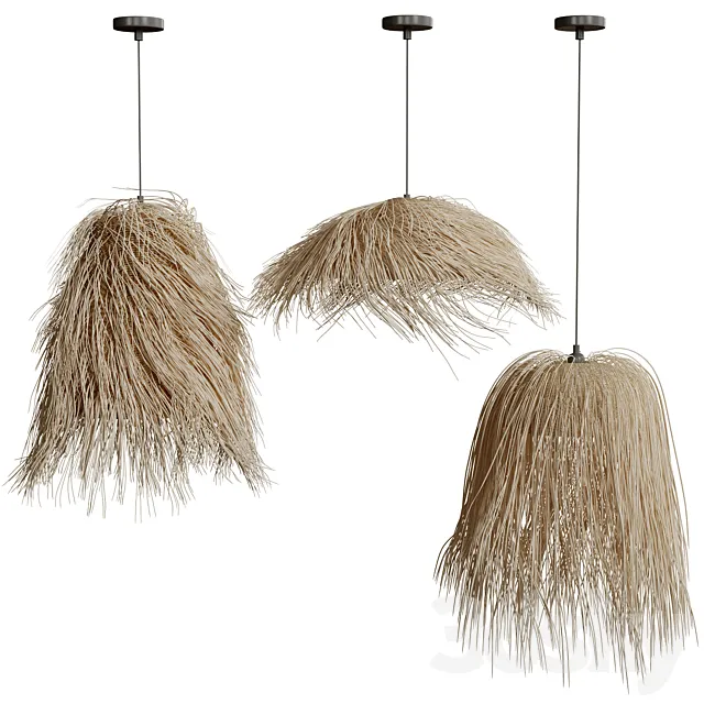 Moroccan Wicker Leaf Pendant Light 3DModel