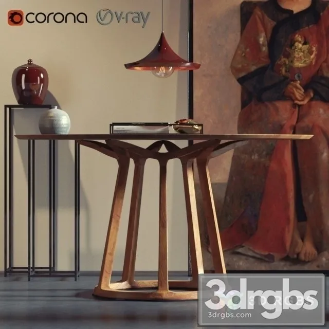 Morrison Walnut Round Table 3D Model Free