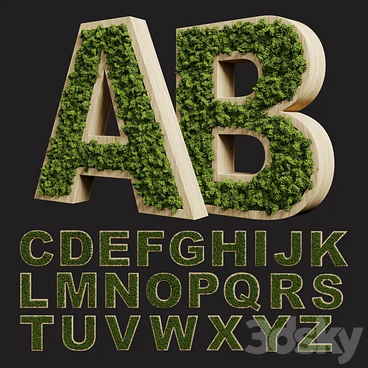 Moss alphabet 3D Model Free Download