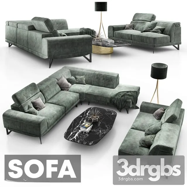 Moss Moderm Green Sofa 3D Model Free