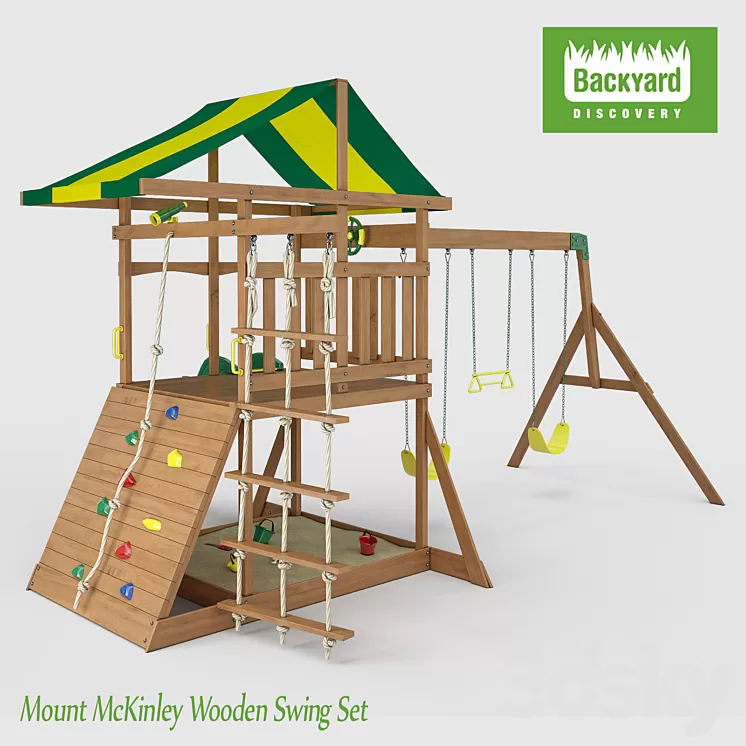 Mount McKinley Wooden Swing Set 3D Model
