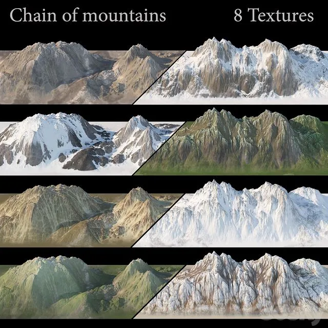 Mountain chain. 8 textures 3D Model
