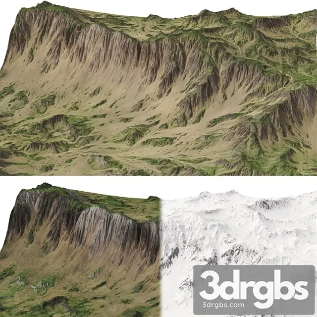 Mountains Terrain 3 Textures 3D Model Free